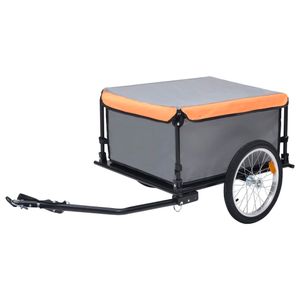 Transportanhänger HOMMIE, Lastenanhänger Fahrradanhänger Grau und Orange 65 kg, mit zeitlose Qualität