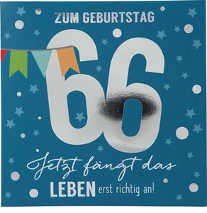 Depesche 11515-049 Zahlenkarte zum 66. Geburtstag mit Musik, veredelte Klappkarte mit originellem Innentext, inkl. Umschlag, Format 15,5 x 15,5 cm