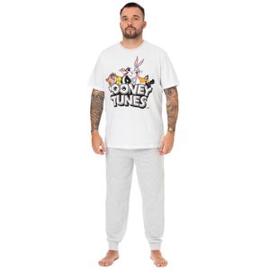 Looney Tunes - Pyžamo s dlhými nohavicami pre mužov NS7095 (XL) (Biele)