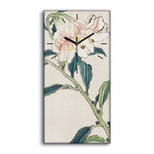 Wandbild Leinwand Bilder Wanduhr Geräuschlos 30x60 Malerei Asiatische Blumen - schwarze Hände