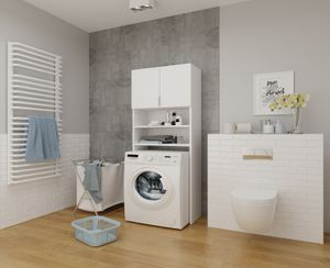 GrainGold Badezimmermöbel, Waschmaschine Regal, Badezimmerschrank, Waschmaschinenschrank für Badezimmer Prime – Weiß