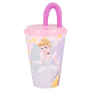 Disney Princess Kinder Trinkbecher Mehrweg mit Deckel und Trinkhalm 430 ml BPA frei