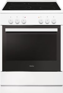 Amica SHC 914 111 W, Voľne stojaci sporák, Biela, Otočné, Predné, Halogén, 4 zone(s)