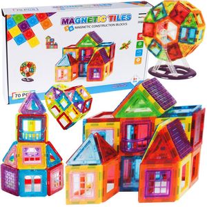 Malplay Magnetische Bausteine 70 Tlg Magnetspielzeug Bauklötze Set Konstruktionsbausteine Diy Kreativität Für Kinder Ab 3 Jahren