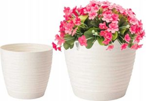 KADAX doniczka ze spodkiem "Temara", doniczka, plastikowa doniczka, sadzarka, okrągła, 13 cm, kremowa