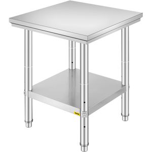 VEVOR Küchenarbeitstische Edelstahltisch 60X60cm Arbeitstisch mit 3 Höhenstufen Zerlegetisch für Küche Restaurant