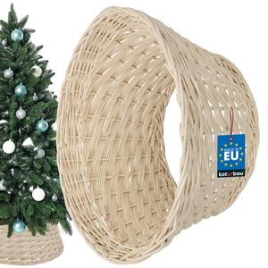 KOTARBAU® Stojak na choinke z wierzby Ř 45 cm bielony Stojak na choinke z rattanu naturalny Kosz na choinke Pokrowiec na stojak na choinke dekoracja podstawa stojaka na choinke
