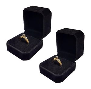 2er Set Ringetui für Verlobungsringe - Ringbox für Ringe Ringschachtel für Verlobungsring Schmuckschachtel für Hochzeit/Valentinstag Geschenkbox Schmuckkästchen Trauringetui Schmucketui Schwarz