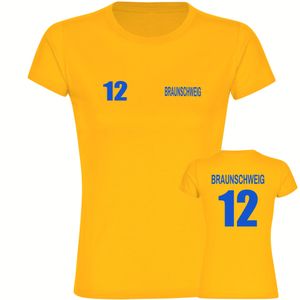 multifanshop Damen T-Shirt - Braunschweig - Trikot 12, gelb, Größe S