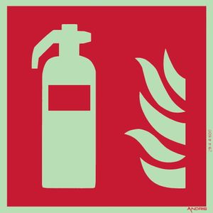 Brandschutzzeichen Symbolschild Feuerlöscher ISO Folie nachleuchtend und selbstklebend 150x150mm  orig. ANDRIS®