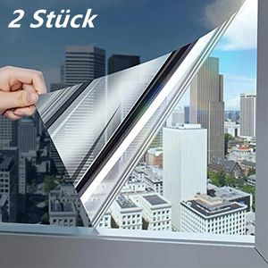 2 STK 60*200cm Sonnenschutzfolie, Wärmedämmung Fensterfolie Tönungsaufkleber, Reflektierende Sichtschutzfolie Fensterfolien
