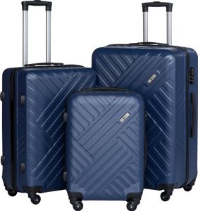 Xonic Design Reisekoffer - Hartschalen-Koffer mit 360° Leichtlauf-Rollen - hochwertiger Trolley mit Zahlenschloss in M-L-XL oder Set (Business Night Blue Set, M+L+XL)
