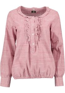 OS Trachten Damen Bluse Langarm Trachtenbluse mit Rundhalsausschnitt Egege, Größe:36, Farbe:mittelrot