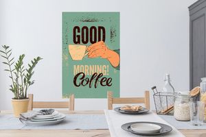 Wandtattoo Wandsticker Wandaufkleber Kaffee - Zitate - Vintage - Guten Morgen! Kaffee 60x90 cm Selbstklebend und Repositionierbar
