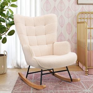 CDGlobal Schaukelstuhl Schwingsessel Akzentstuhl Wohnzimmersessel für Schlafzimmer, Polyester, (Schwingsessel, 1 St), Beige