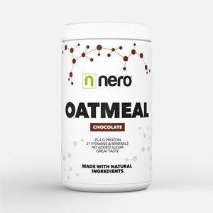 Proteinová instantní ovesná kaše Nero OATMEAL, Čokoláda, 600g, 12 porcí, 25,4 g Proteinu, 21 Vitamínů a minerálů, Bez přidaného cukru, Bez GMO