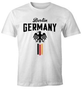Herren WM-Shirt Fan-Shirt Deutschland Fußball Weltmeisterschaft 2018 Berlin Adler Moonworks® weiß M