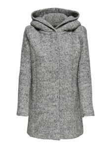ONLY Damen Langarm Mantel Kapuze Wolle Reißverschluss mittelgrau Größe XL