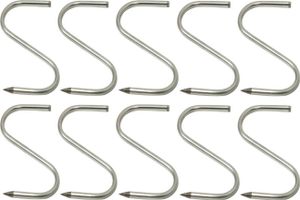 10 Stück Edelstahl 8cm Räucherhaken S - Form