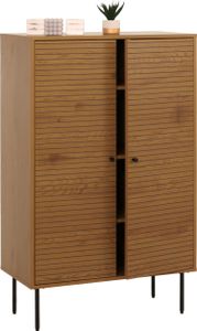 Highboard MCW-N78, Kommode Schrank Sideboard, skandinavischer Stil, Metall Holz Melamin MVG 130x80x40cm  natur