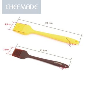 CHEFMADE Backpinsel 2er Set Silikonpinsel - Backpinsel Silikon in Gelb und Braun Kochpinsel 21 cm und 26 cm - Backhelfer Backzubehör Pinsel zum Dekorieren oder Einfetten Silikonpinsel