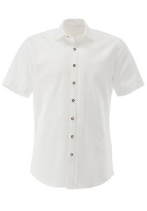 OS Trachten Herren Hemd Kurzarm Trachtenhemd mit Liegekragen Iwenac, Größe:45/46, Farbe:weiß