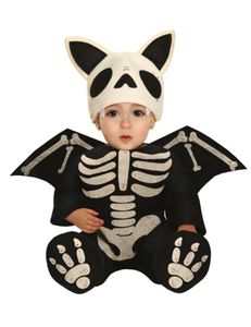 Skelett-Fledermaus-Kostüm für Babys Halloween-Kostüm schwarz-weiss