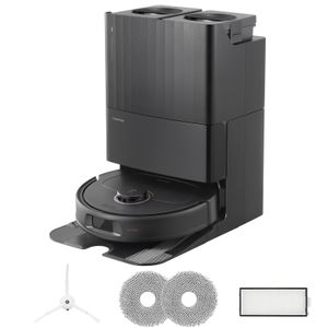 Roborock Qrevo Pro Staubsauger Roboter 7.000 Pa, 60°C Heißwasser, FlexiArm, inkl. Zubehörsatz (1x Seitenbürste, 2x Mopp, 1x Filter), Schwarz