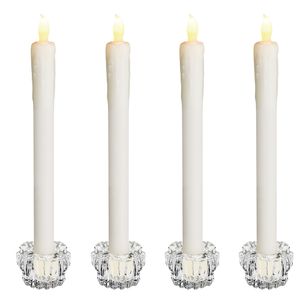 Monzana 4 LED Kerzen Stabkerzen mit Kerzenständern Glas flackernd batteriebetrieben Echtwachs Tafelkerzen warmweiß