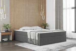 Boxspringbett mit bettkasten matratze topper Ruben 140 cm x 200 cm Hellgrau