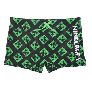 Minecraft Creeper Kinder Badehose Badeshorts – Schwarz-Grün / 140