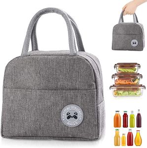 FNCF Lunch Tasche, Picknick Tasche Thermotasche Klein lunchpaket Kühltasche Mini klein Isoliertasche (Grau)