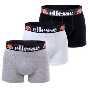 ellesse pánske boxerky GRILLO, 3-pack - trenírky, logo, elastická bavlna čierna/sivá/biela L