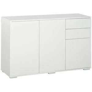 HOMCOM Sideboard Küchenschrank Mehrzweckschrank Kommode mit 2 Schubladen 3 Türen für Wohnzimmer Badezimmer, 117 x 36 x 74 cm, E1 Spanplatte, Weiß
