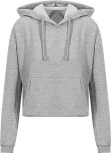 Just Hoods JH016 | Damen Cropped Hoodie - Weiche Baumwollaußenseite - Farbe: Heather Grey - Größe: XS