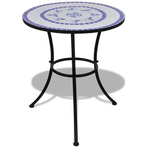 Garten-Stehtisch/Gartentisch/Outdoor-Bistrotisch Vintage-Stil Blau und Weiß 60 cm Mosaik
