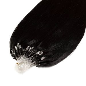 hair2heart Premium Microring Extensions Echthaar glatt - 25 Strähnen 0.8g 40cm 2/0 schwarz