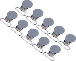 Metall-Schnullerclips, runde Schnullerkettenclips, Hosenträgerclips, Dummy-Nippel-Halter für Babys und Kleinkinder, 10 Stück (Grau)