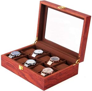 Uhrenbox Gitter 10 Zellen Uhrenschatulle Uhrenkasten Vintage Geschenke Uhrenschachtel