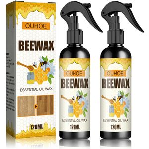 2 Stück Möbelpflege Bienenwachs Spray, Möbelpflegemittel, Bienenwachs Möbelpflege Politur Möbelwax Holzpflege, 120 ml