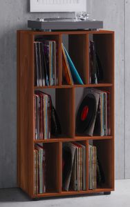 VCM Holz Schallplatte LP Sideboard Regal Archivierung Aufbewahrung Woltino Kern-Nussbaum