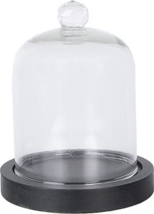 Clayre & Eef Glocke Ø 10x14 cm Schwarz Holz Glas Rund