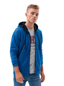 Ombre Clothing Herren Sweatshirt mit Reißverschluss Marek blau M