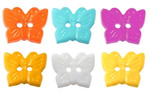 10 x Kinderknopf Schmetterling 16x13mm 2-Loch-Knopf Kunststoff, freie Farbwahl, Farbe:helltürkis