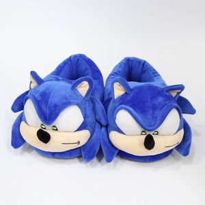 Herren Damen Anime Sonic the Hedgehog Plüsch Hausschuhe Indoor Baumwoll Hausschuhe Paare All-Inclusive Warm Slippers Blau Gr.35-42