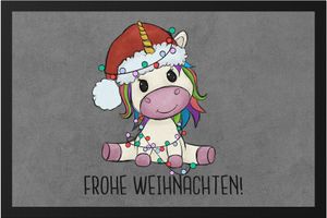 Frohe Weihnachten Fußmatte Geschenkidee Einhorn-Fans Unicorn Süßes Motiv für Weihnachten für Kinder