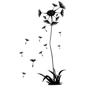 Wandtattoo Pusteblume mit Gras WT00000009 – L - groß / schwarz