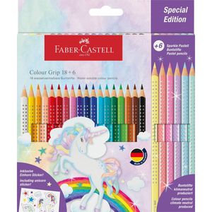 FABER-CASTELL trojhranné farebné ceruzky Colour GRIP Unicorn 18+6 trojhranných