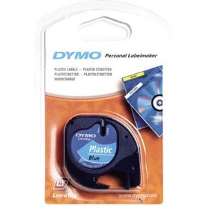 DYMO Original LetraTag Etikettenband | schwarz auf blau | 12 mm x 4 m | selbstklebendes Kunststoffetiketten | für LetraTag-Beschriftungsgerät