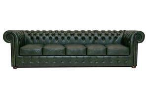 Chesterfield Sofa Class Leder  5-Sitzer  Cloudy Grün